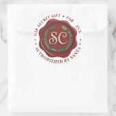 🕵️ Santa’s Secret Gift Tag Sticker ラウンドシール (バッグ)