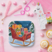 Santa’s Sleigh Merry Christmas  ペーパープレート (パーティー)