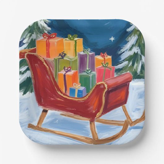 Santa’s Sleigh Merry Christmas  ペーパープレート (正面)