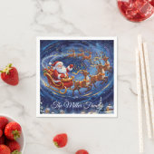 Santa’s Sleigh Night Sky Paper Napkin – Customizab スタンダードカクテルナプキン (インサイチュ)