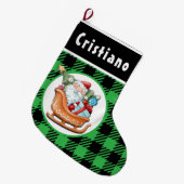 Santa’s Sleigh With Gifts Christmas Stocking ラージクリスマスストッキング (正面 (吊り時))