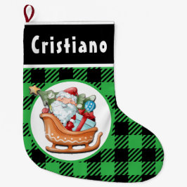 Santa’s Sleigh With Gifts Christmas Stocking ラージクリスマスストッキング