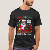 Santa s Support Tech Rebooting IT Computer Joke Tシャツ (正面)