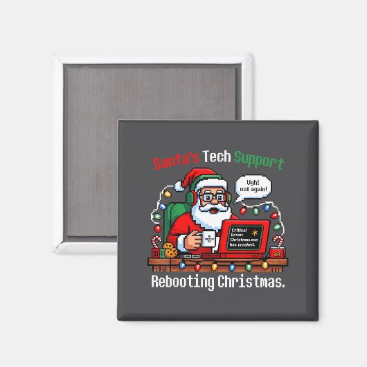 Santa s Support Tech Rebooting IT Computer Meme マグネット (正面/裏面)