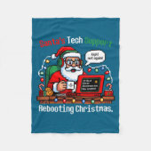 Santa s Support Tech Rebooting IT Computer Smile フリースブランケット (正面)