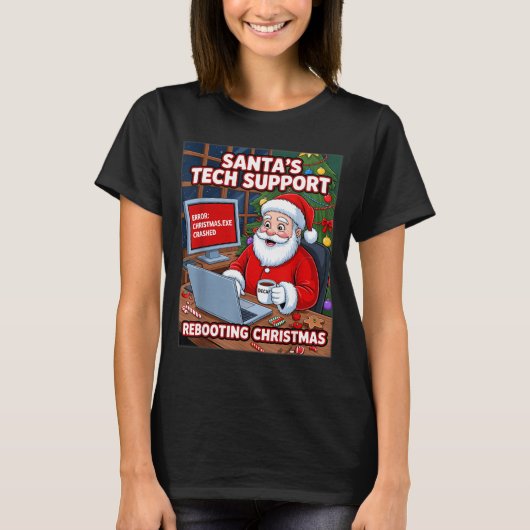 Santa s Tech Support Rebooting Tシャツ (正面)