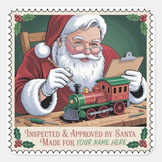 Santa’s Toy Inspector Seal Sticker スクエアシール (正面)
