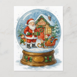 Santa’s Toy Workshop Christmas Snow Globe Postcard シーズンポストカード