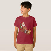 Santa’s Woodland Sleigh Ride – Kids Christmas Tee Tシャツ (正面フル)