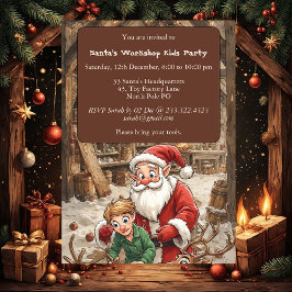 Santa’s Workshop Kids North Pole Christmas Party  招待状