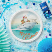 Santa Sailing – Tropical Christmas by the Sea ペーパープレート (パーティー)