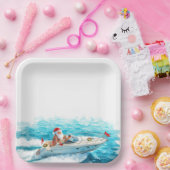 Santa Sailing – Tropical Christmas by the Sea ペーパープレート (パーティー)