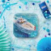 Santa Sailing – Tropical Christmas by the Sea ペーパープレート (パーティー)