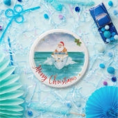Santa Sailing – Tropical Christmas by the Sea ペーパープレート (パーティー)