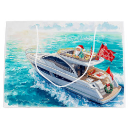 Santa Sailing – Tropical Christmas by the Sea ラージペーパーバッグ