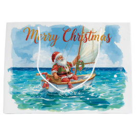 Santa Sailing – Tropical Christmas by the Sea ラージペーパーバッグ