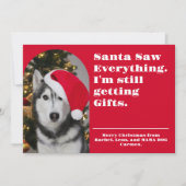 Santa Saw Everything Christmas Photo Funny Pet シーズンカード (正面)