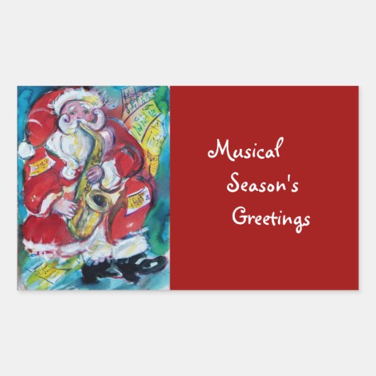 SANTA & SAX, クリスマスパーティー 長方形シール (正面)
