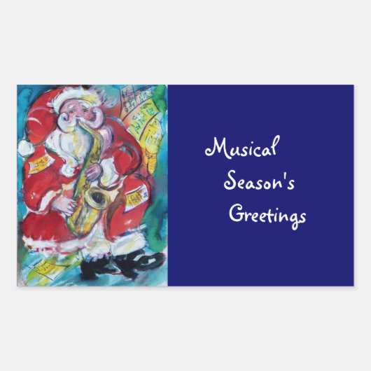 SANTA & SAX、クリスマスパーティー 長方形シール (正面)