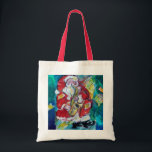 SANTA & SAX、CHRISTMASパーティーブルー トートバッグ<br><div class="desc">Bulgan Luminiによるアートワーク(c)</div>