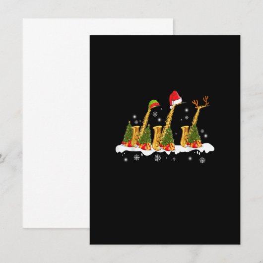 Santa Saxophone Christmas Lights Cute Instrument X 招待状 (正面/裏面)