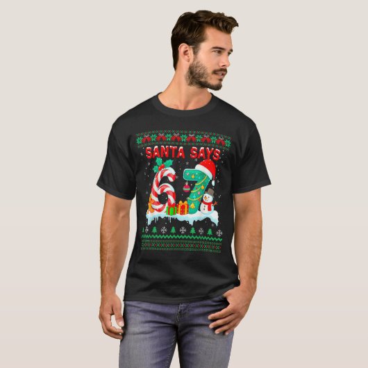 Santa Says 67 Christmas Ugly Sweater 6 7 Six Seven Tシャツ (正面フル)
