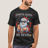 Santa Says 6 7 Bling Christmas Diamond Rhine Tシャツ (正面)