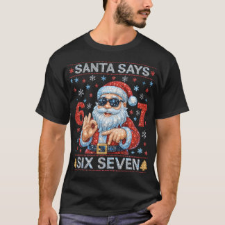 Santa Says 6 7 Bling Christmas Diamond Rhine Tシャツ