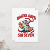 Santa Says Six Seven 6 7 Christmas Santa Claus  カード (正面/裏面インサイチュ)