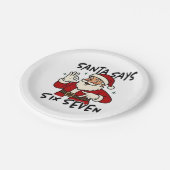 Santa Says Six Seven 6 7 Funny Brainrot Christmas ペーパープレート (アングル)