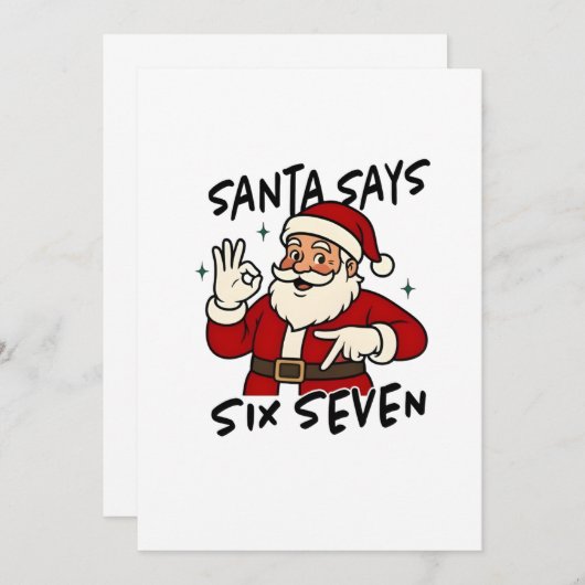 Santa Says Six Seven 6 7 Funny Brainrot Christmas 案内状 (正面/裏面)