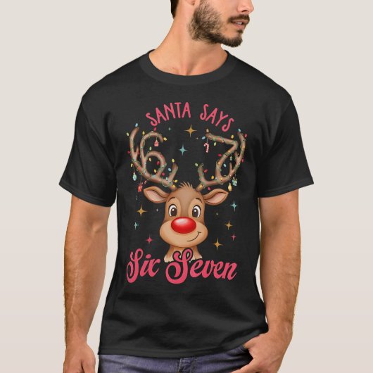 Santa Says Six Seven Christmas Reindeer 67 Six Sev Tシャツ (正面)