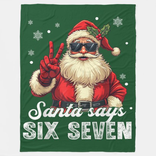 Santa Says SIX SEVEN – Funny Christmas Meme フリースブランケット (正面)