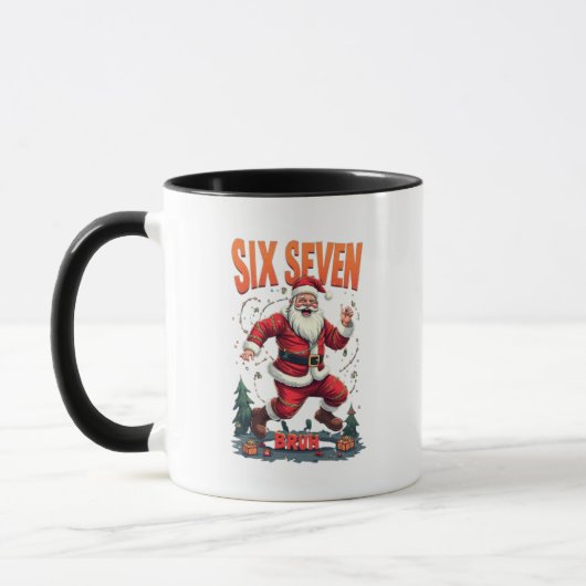 🎅Santa Says Six Seven Meme Funny Santa Holding  マグカップ (左)