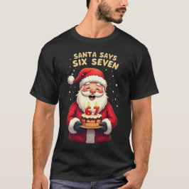 🎅Santa Says Six Seven Meme – Funny Santa Holding Tシャツ