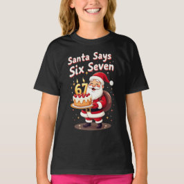 Santa Says Six Seven Meme – Funny Santa Holding Tシャツ