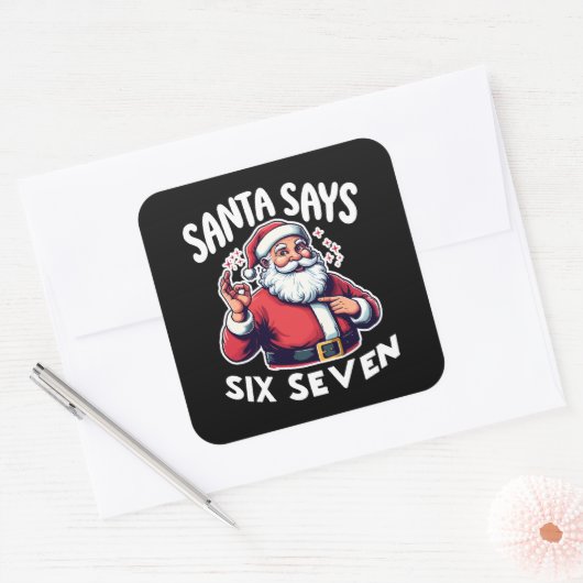 Santa Says Six Seven OK Sign スクエアシール (封筒)