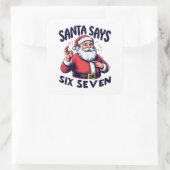 Santa Says Six Seven White スクエアシール (バッグ)