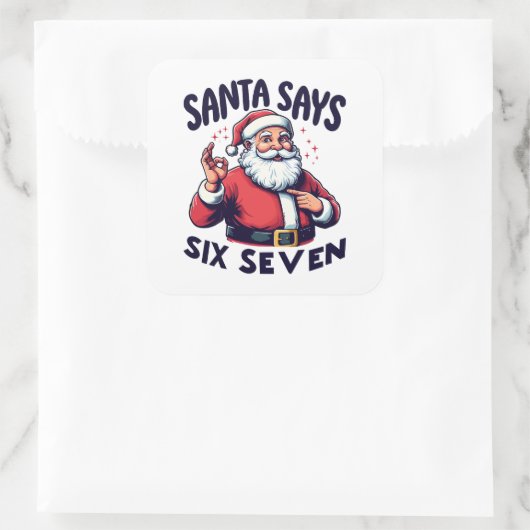 Santa Says Six Seven White スクエアシール (バッグ)