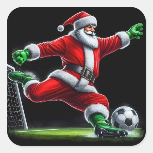 Santa Scores on Christmas Eve Soccer! スクエアシール (正面)