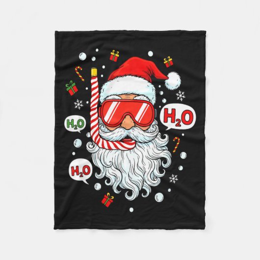 Santa Scuba Diving Equipment Funny Scuba Diver Chr フリースブランケット (正面)