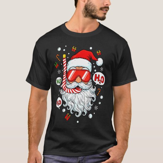 Santa Scuba Diving Equipment Funny Scuba Diver Chr Tシャツ (正面)