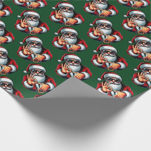 Santa Shades & 6–7 Sign – Bold Christmas Pattern ラッピングペーパー (角)