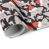 Santa Sharkクリスマスブラック背景 ラッピングペーパー (ロールコーナー)