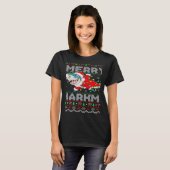 Santa Shark Christmas Lights Ugly Merry Sharkmas Tシャツ (正面フル)