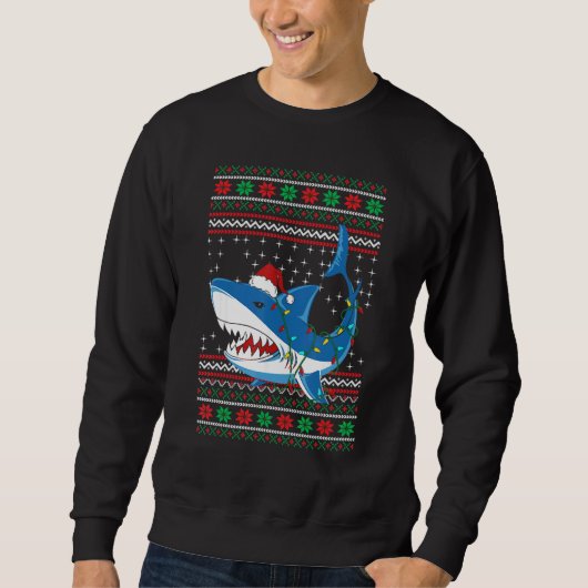 Santa Shark Christmas Ugly Sweater For Men Women スウェットシャツ (正面)