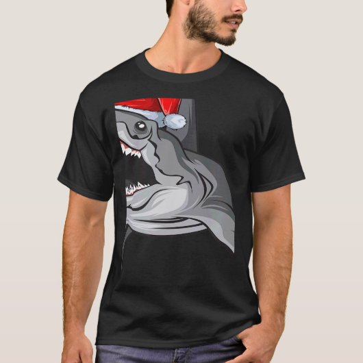 Santa Sharkmas Xmas  Shark Christmas Tシャツ (正面)