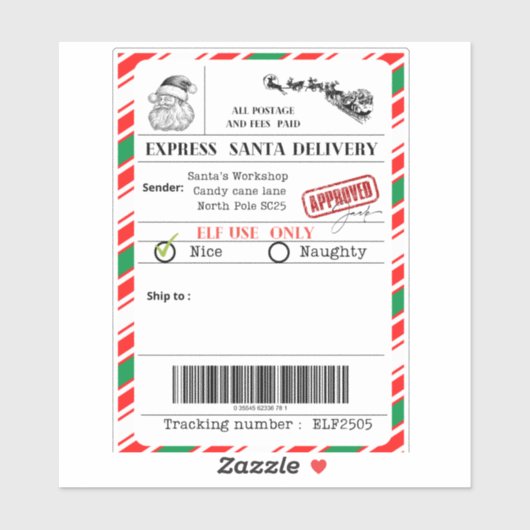 Santa shipping label シール (シート)
