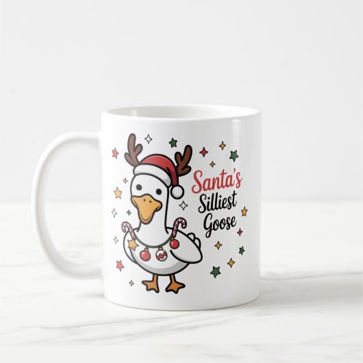 Santa Silly Goose Christmas Duck Funny Cute  コーヒーマグカップ (左)