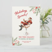 Santa Sitting Martini Glass Holiday Invitation 招待状 (スタンド正面)